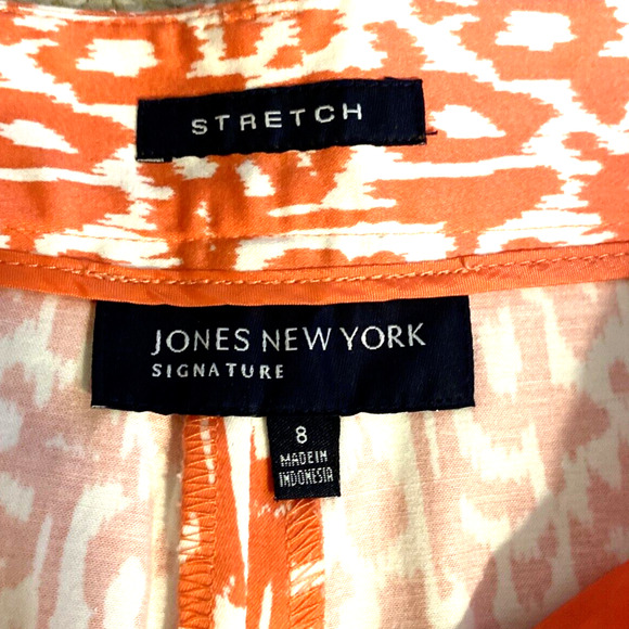 Jones New York Signature Stretch Orange & White Bermuda Walking Shorts US Size 8 - Picture 3 of 6